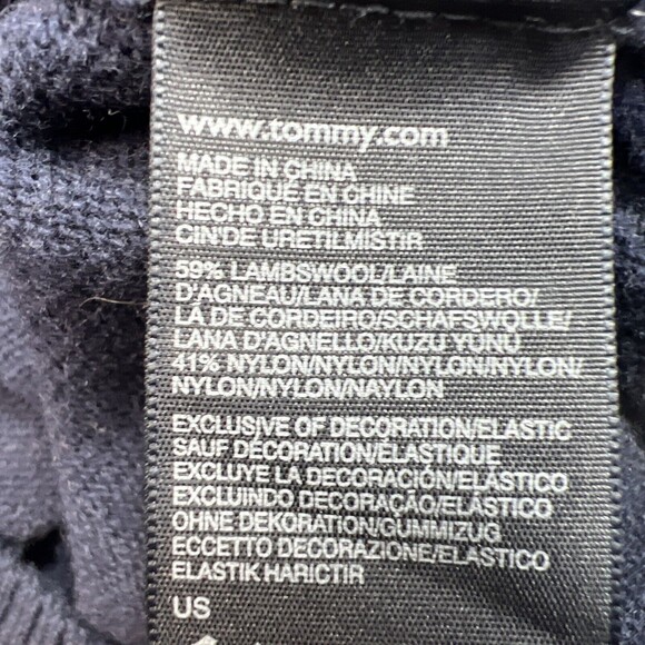 Vintage Tommy Hilfiger Men's Lambs Wool Blend Navy Grandpa Golf Sweater Size M - Picture 7 of 12